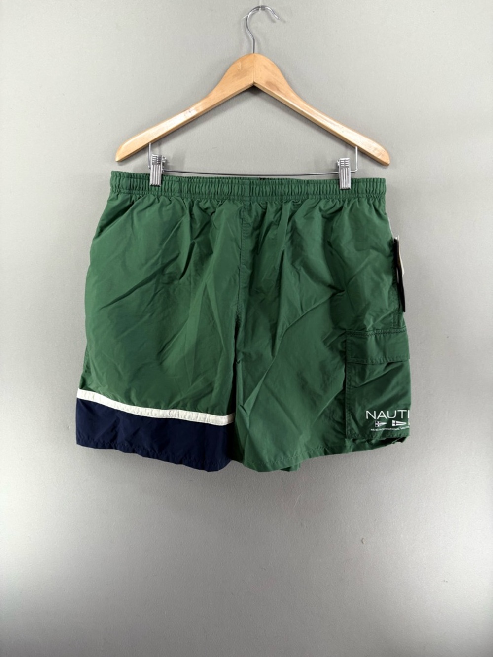 NAUTICA SURF Vtg Y2k Swim Trunks Boat MeshLined Pocket XL Green Retro